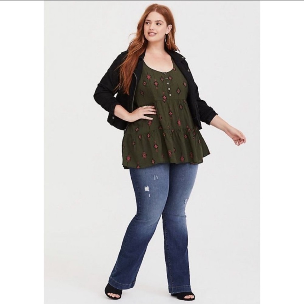 Torrid Olive Ikat Chalis Tunic Tank